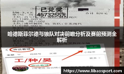 哈德斯菲尔德与狼队对决前瞻分析及赛前预测全解析